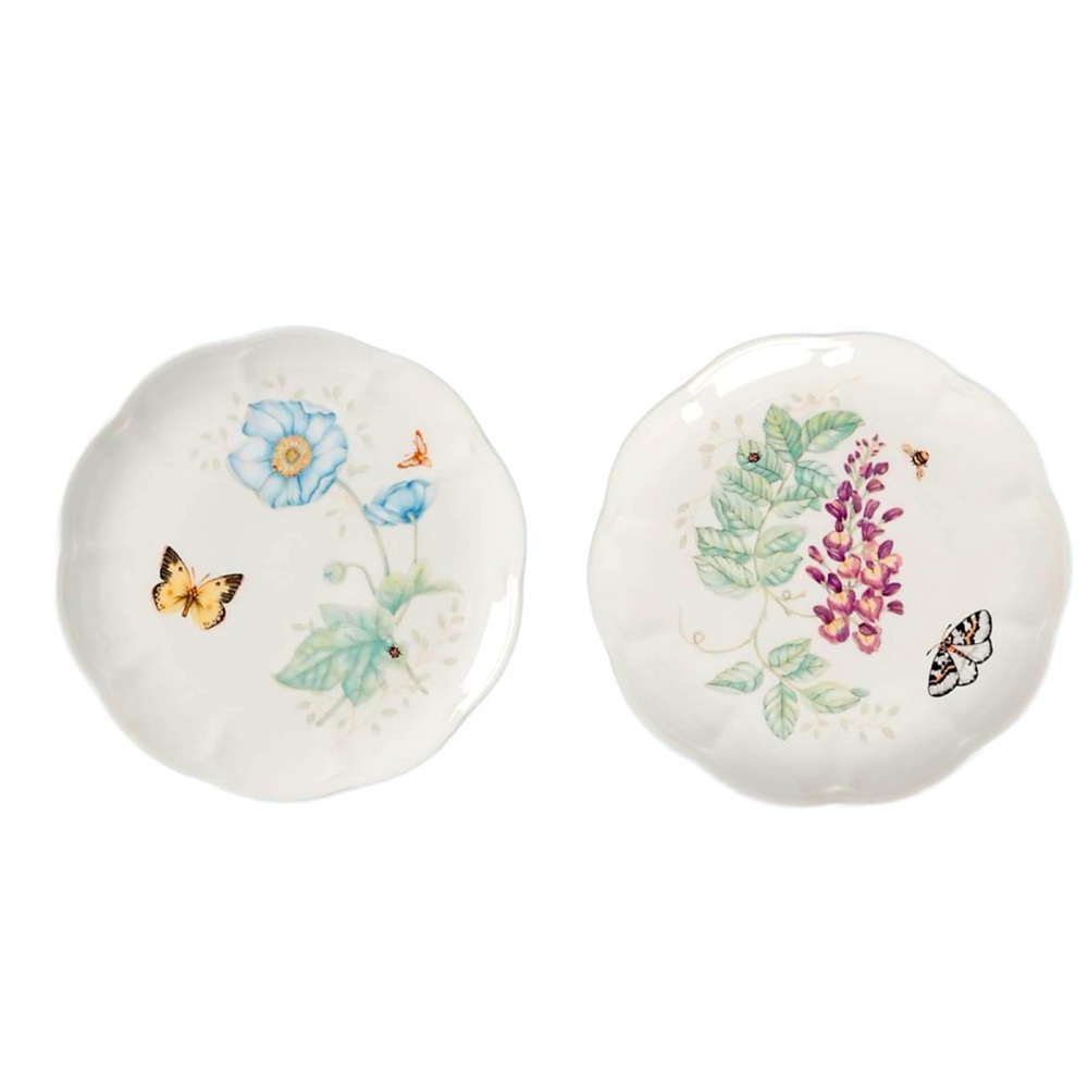 Lenox Butterfly Meadow Blue Butterfly Accent Plates - Set of 2 - Easter Spring